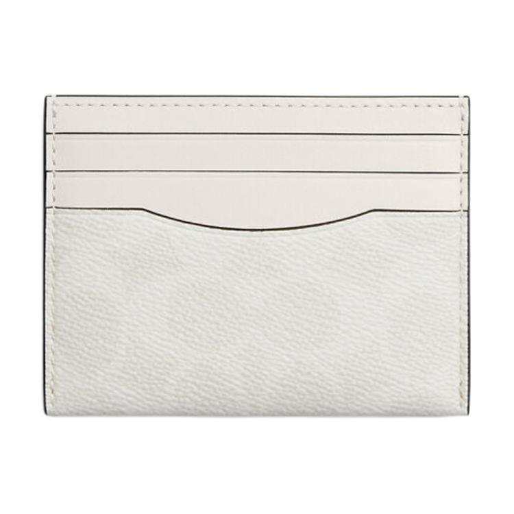 COACH Artificial Leather With Cow Leather Card Holder Regular Unisex Chalk & White