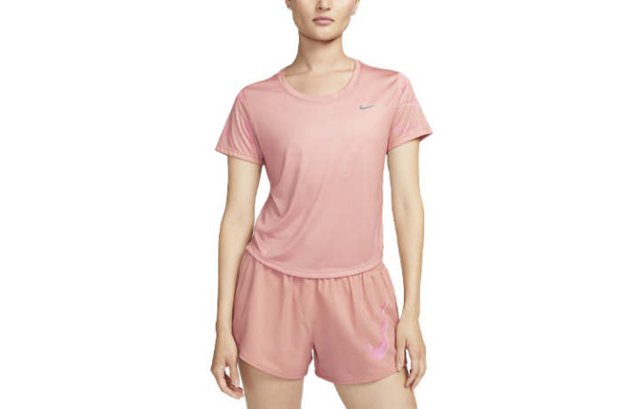 Nike Nike T Shirts Women's Pink Crew Neck Moderate Straight Fit