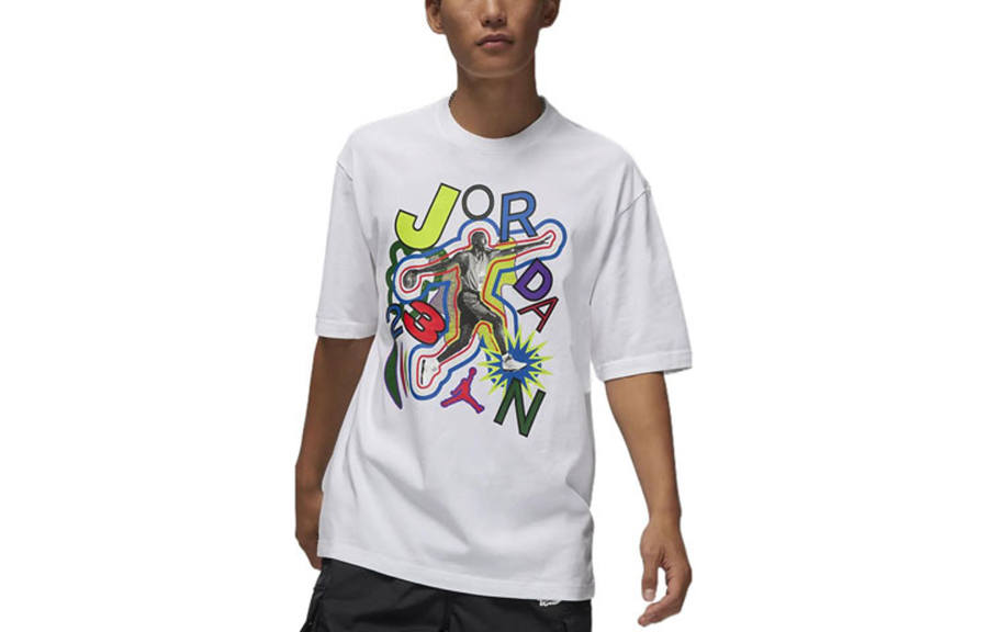 Jordan Jordan T Shirts Men's White Crew Neck Moderate Straight Fit