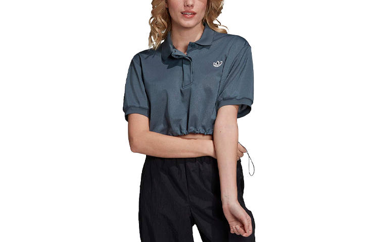 Adidas Originals Polo Shirts Women's Blue Polo Collar Moderate Other