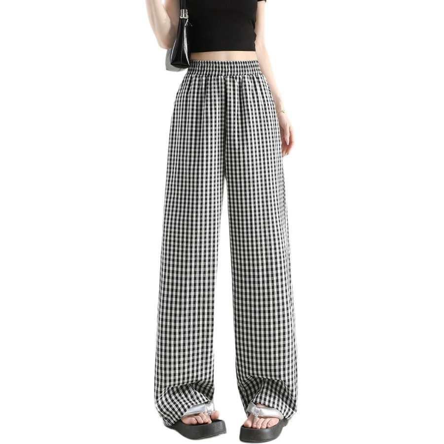 Tonlion Casual Pants Women's Black Moderate Straight Fit Pants