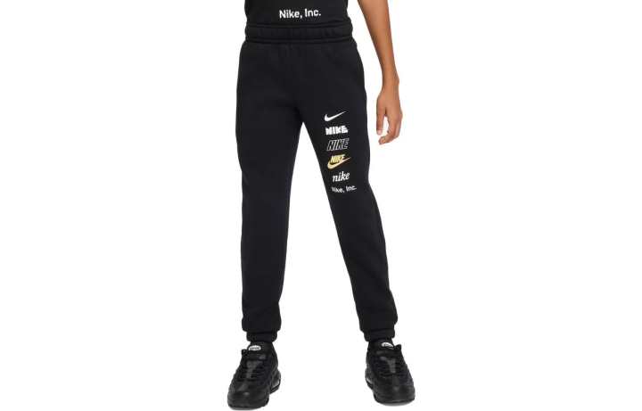 Nike Nike Knitted Sweatpants Letter Logo Print Fleece Lined Soft Black Kids'