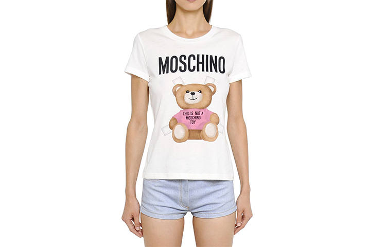MOSCHINO T Shirts Women's White Crew Neck Moderate Straight Fit