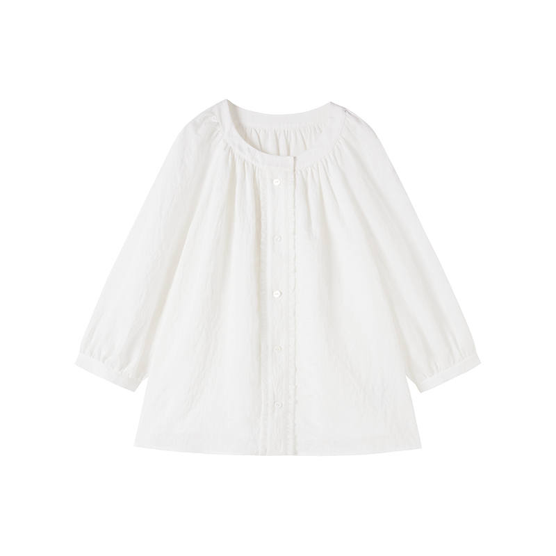 XIANGYING Shirts Women's White Crew Neck Thin Shirt