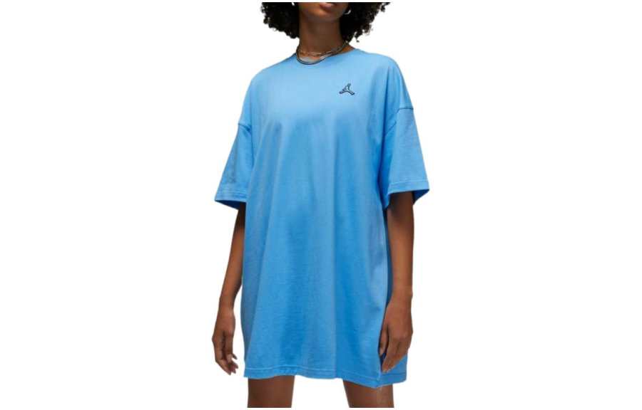 Jordan Jordan ESSENTIALS Short Sleeved Dresses Women's Blue Crew Neck Moderate Short