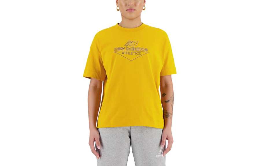 New Balance New Balance Athletics Cotton Jersey Boxy T Shirt Women's Gold