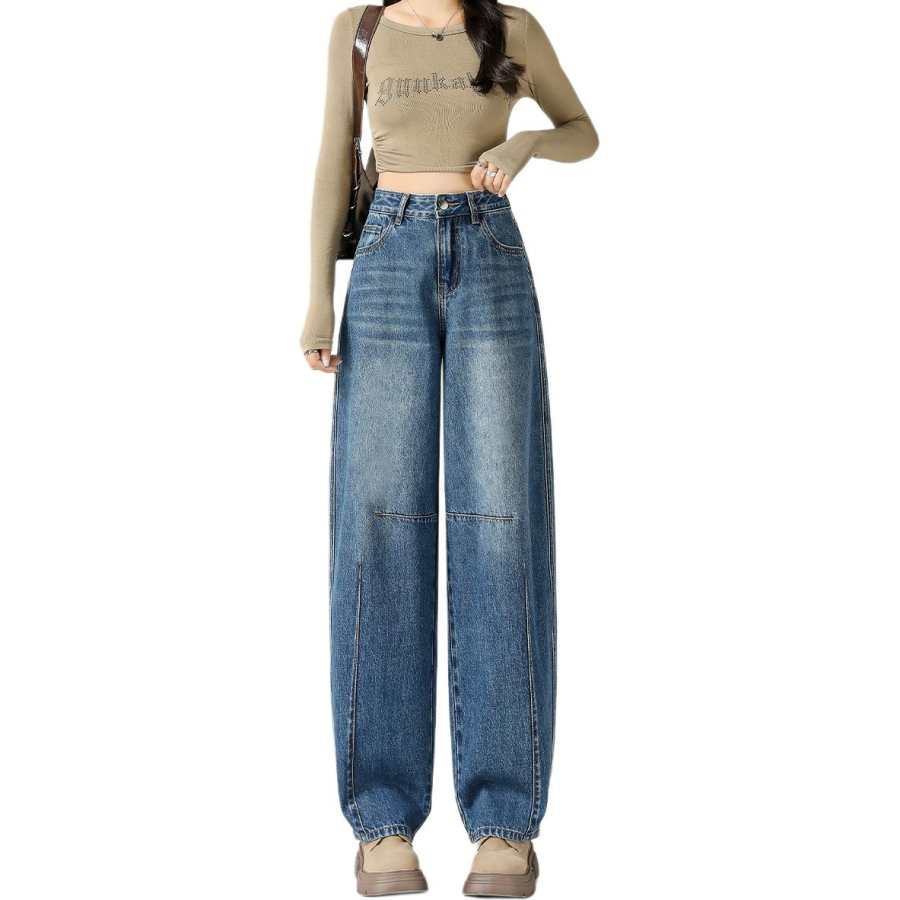 Tonlion Jeans Women's Medium Blue Moderate Wide Leg Pants