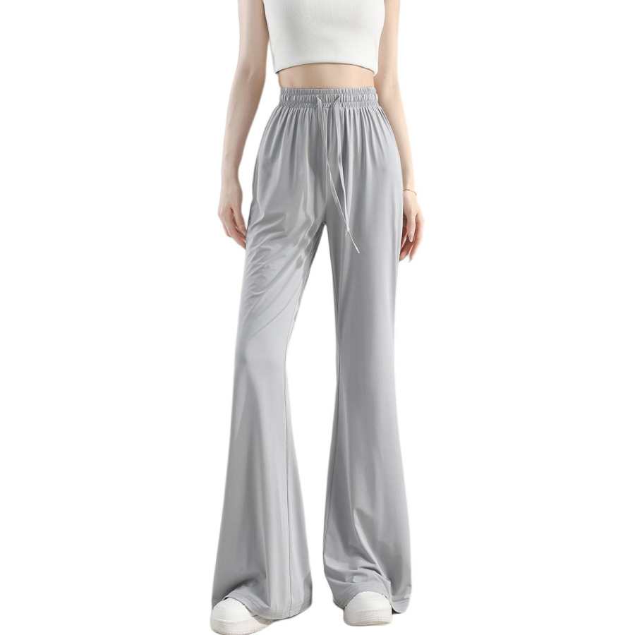 Tonlion Casual Pants Women's Light Gray Moderate Flared Pants