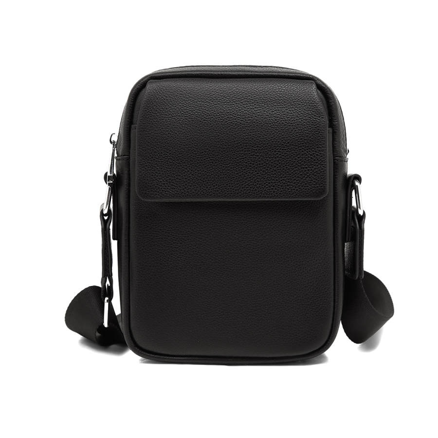 LAORENTOU Cow Leather Shoulder Bag, Crossbody Bag Men's Black