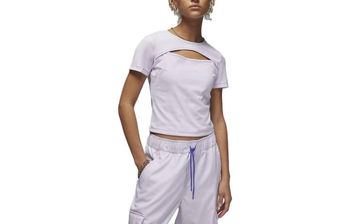 Jordan Jordan Crop Tops Women's Grape Purple Crew Neck Moderate