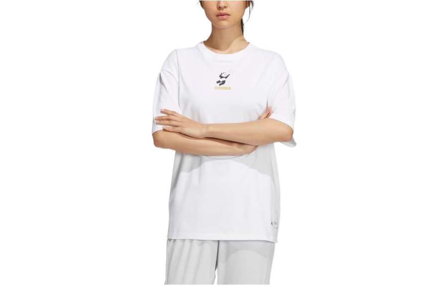 Adidas Adidas T Shirts Women's White Crew Neck Moderate Straight Fit