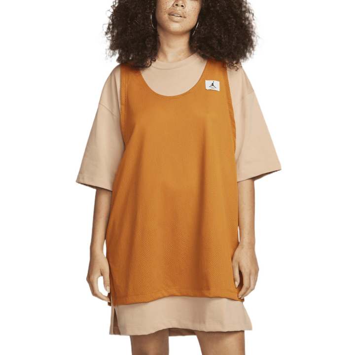 Jordan Jordan ESSENTIALS Sleeveless Dresses Women's Yellow Crew Neck Moderate Mid Length