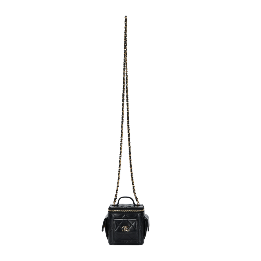 CHANEL 22K Autumn And Winter Sheepskin Shoulder Bag, Crossbody Bag, Makeup Bag Women's Black