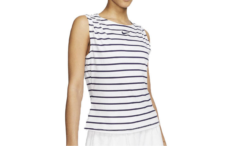 Nike Nike Tennis Tops Women's White Blue Crew Neck Moderate