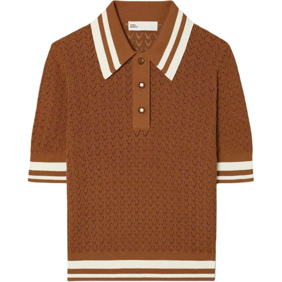 TORY BURCH SS24 Polo Shirt Women's Caramel