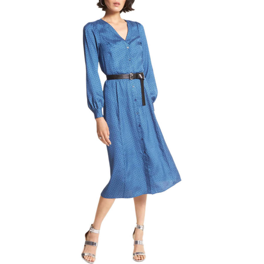 MICHAEL KORS SS23 Long Sleeved Dress Women's Blue