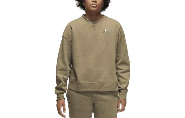 Jordan Jordan Brooklyn Sweatshirts Women's Olive Crew Neck Moderate Regular