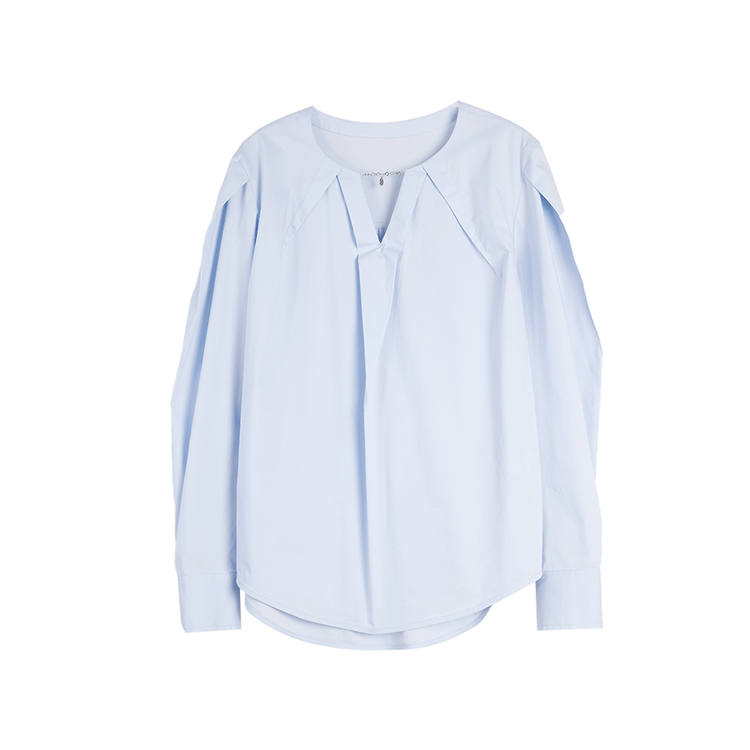 ELLE Shirts Women's Blue V Neck Shirt