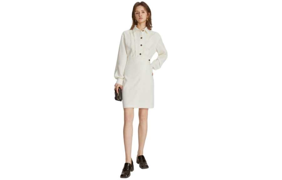 ELLE Long Sleeved Dress Women's Ecru