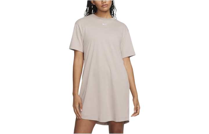 Nike Nike Short Sleeved Dresses Women's Taupe Crew Neck Moderate Mid Length