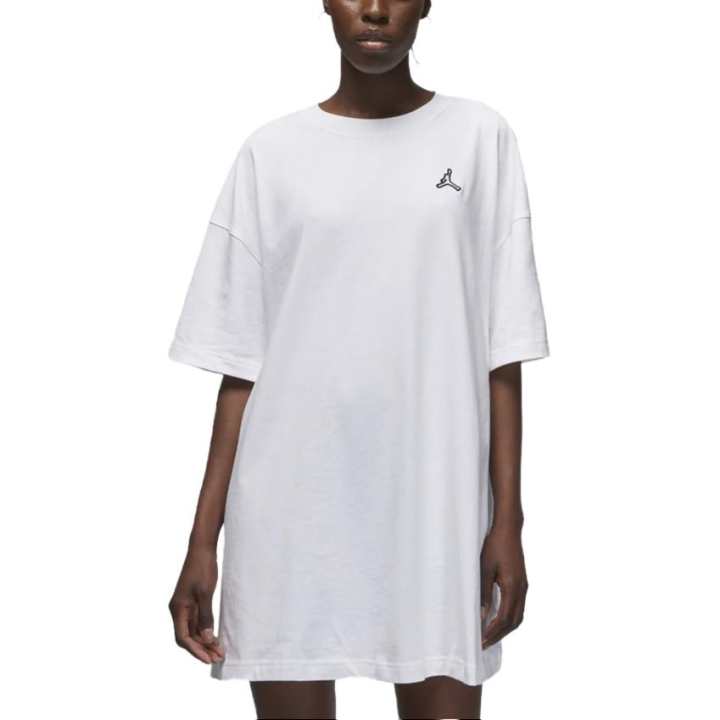 Jordan Jordan ESSENTIALS Short Sleeved Dresses Women's White Crew Neck Moderate Short