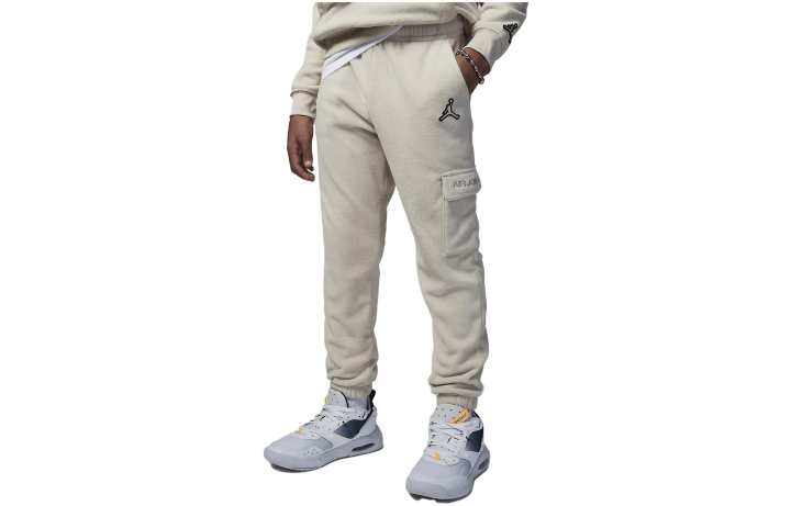 Jordan Jordan Knitted Sweatpants Air Solid Color Logo Print Fleece Lined Rattan Yellow Kids'