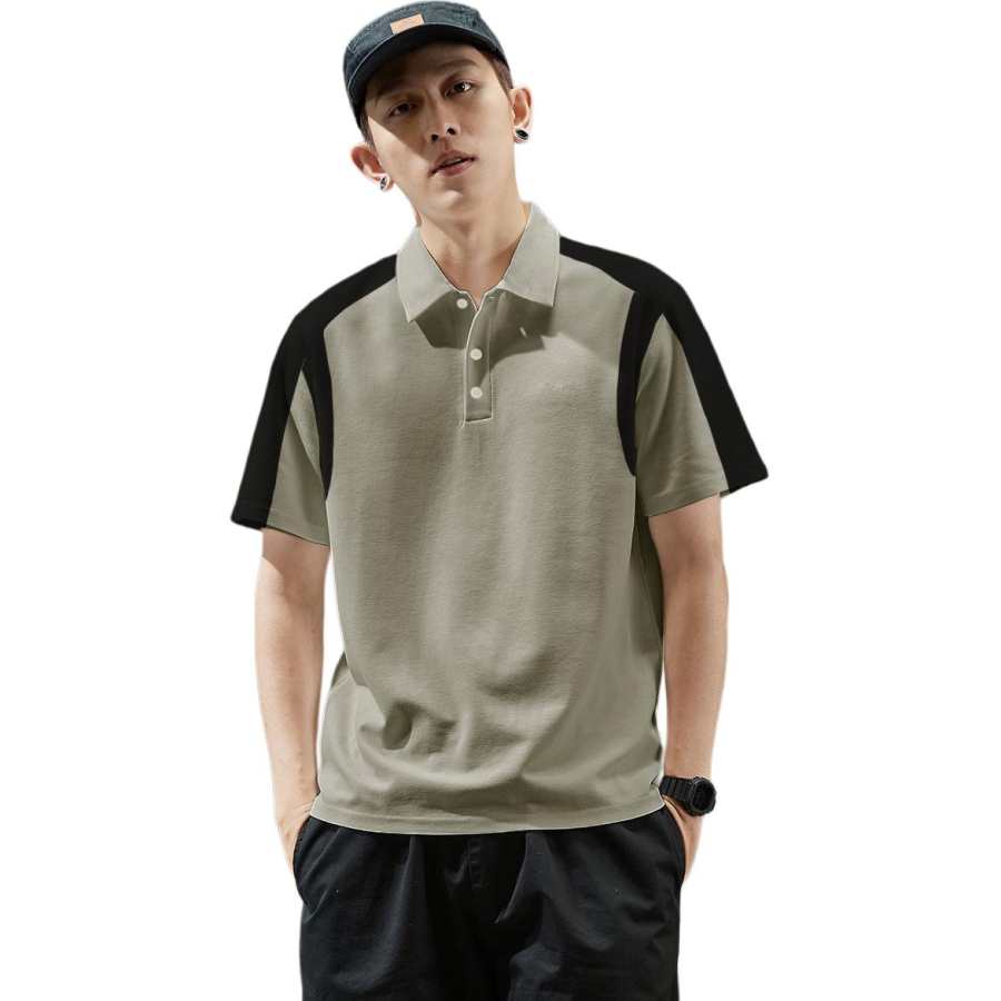Tonlion Polo Shirts Men's Polo Collar Moderate Straight Fit