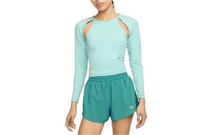 Nike Nike T Shirts Women's Peacock Blue Crew Neck Moderate Straight Fit