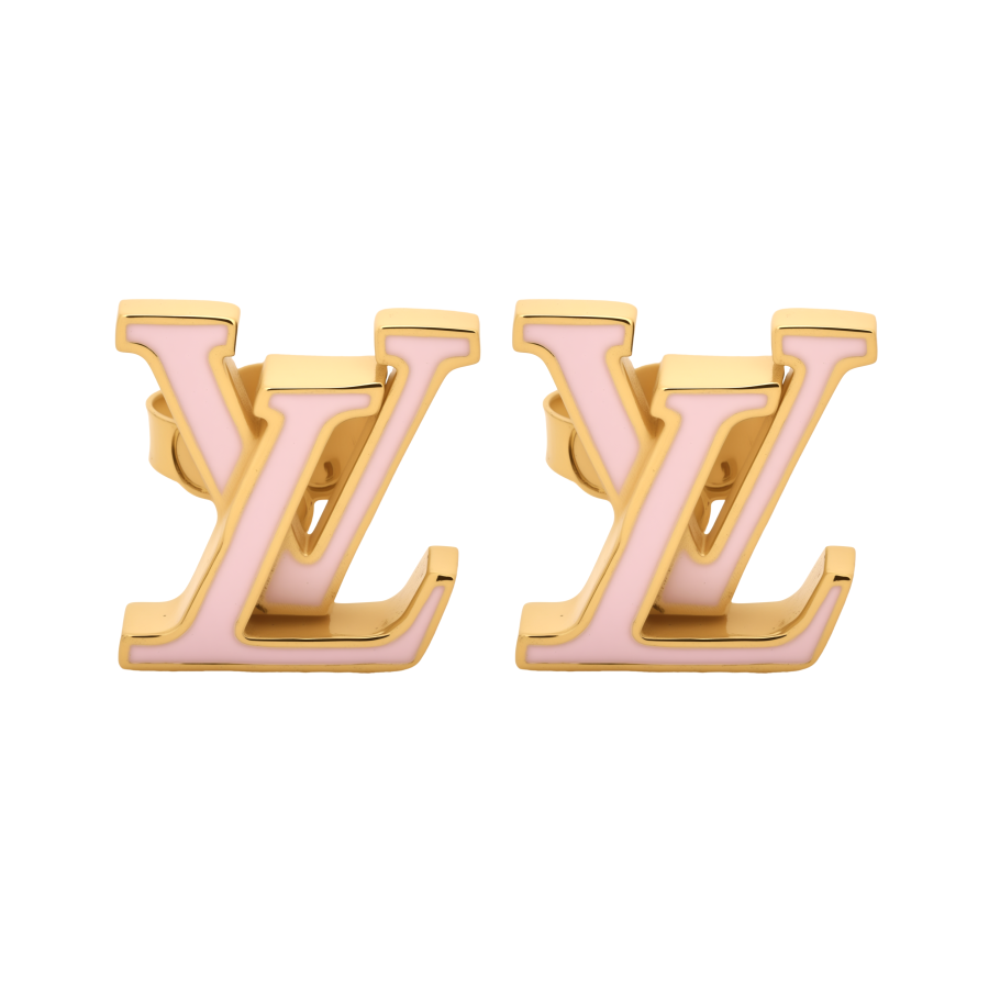 LOUIS VUITTON ICONIC Enamel Brass Stud Earrings Women's