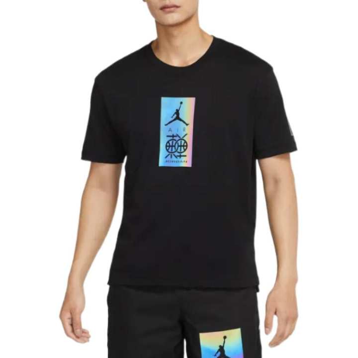Jordan Jordan T Shirts Men's Black Crew Neck Moderate Straight Fit