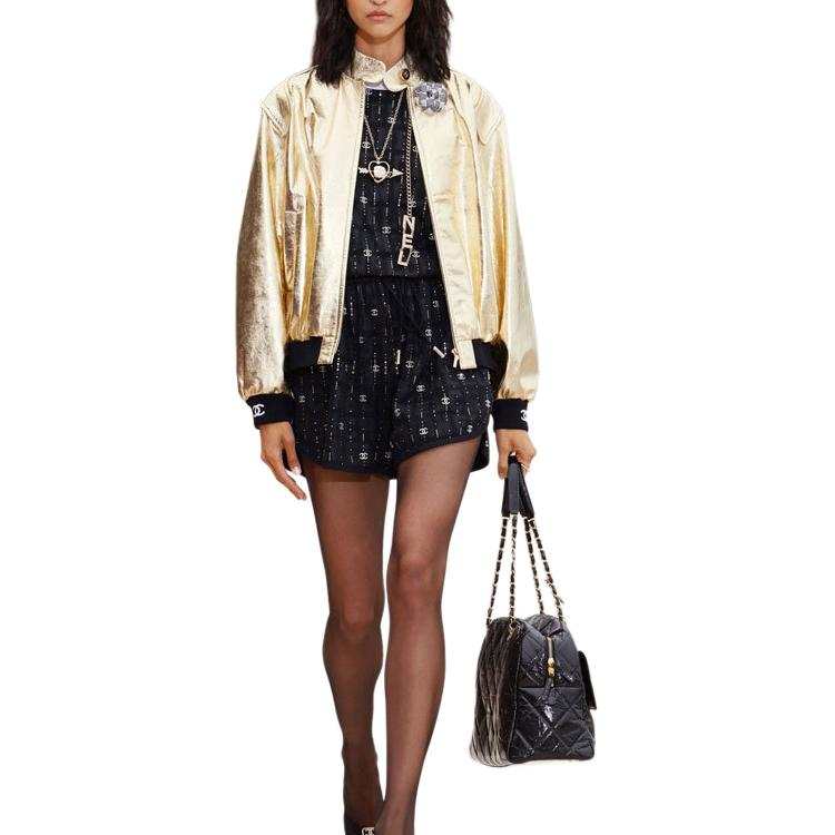 CHANEL CHANEL Leather Jacket Women's Gold