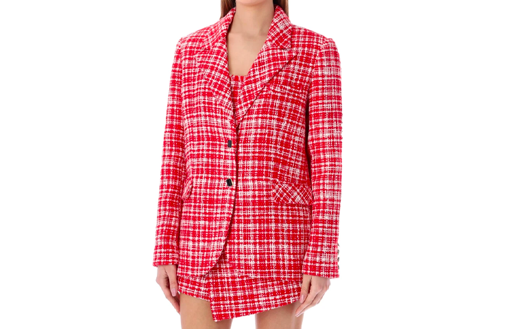 Self-portrait Self-portrait Bouclé Checked Blazer