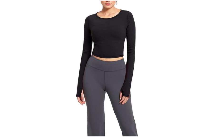 Lululemon Wunder Train Crop Tops Women's Crew Neck Moderate