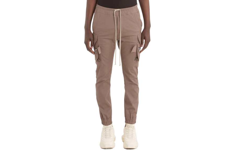 RICK OWENS Knitted Sweatpants Men's Khaki Moderate Straight Fit Pants