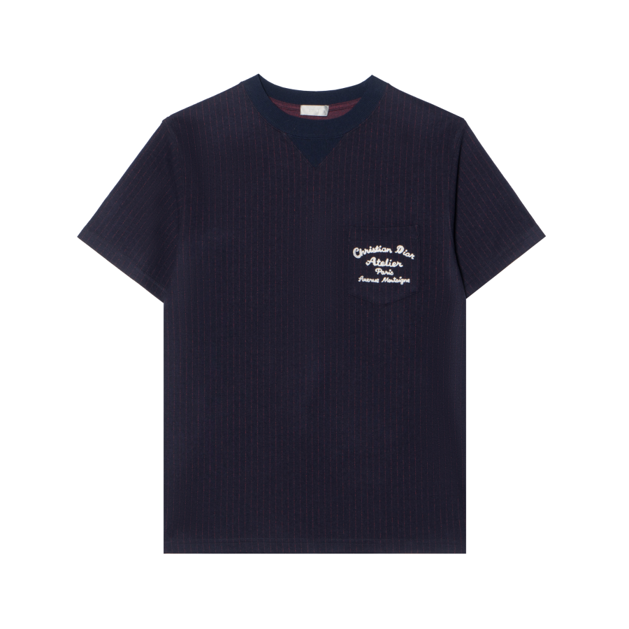 DIOR Quarterly New Products T Shirts Men's Navy Crew Neck Moderate Straight Fit