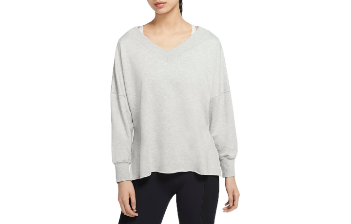Nike Nike T Shirts Women's Gray V Neck Moderate Straight Fit