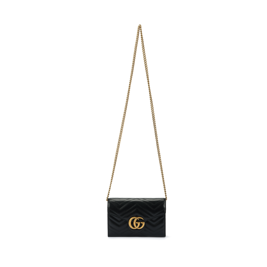 GUCCI GG Marmont Quilted Leather Shoulder Bag Mini Women's Black