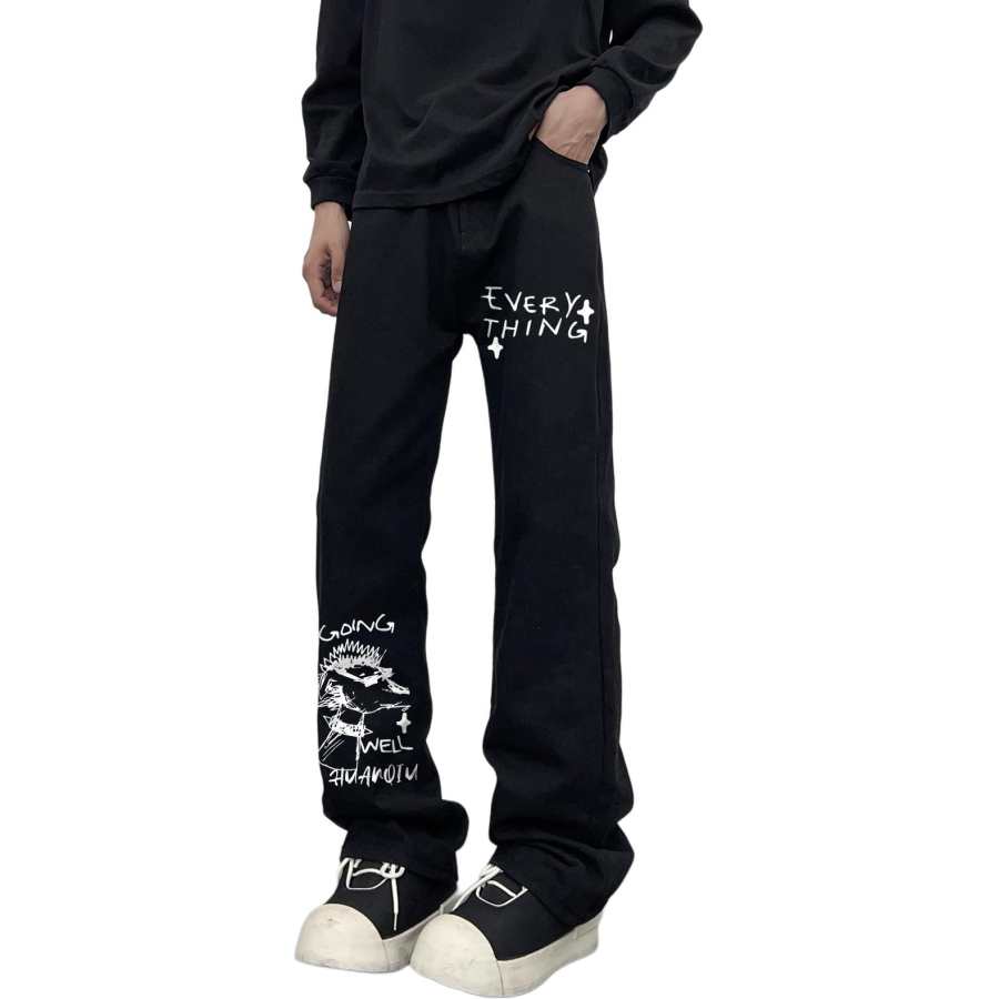 HUANQIU Jeans Unisex Moderate Straight Fit Pants