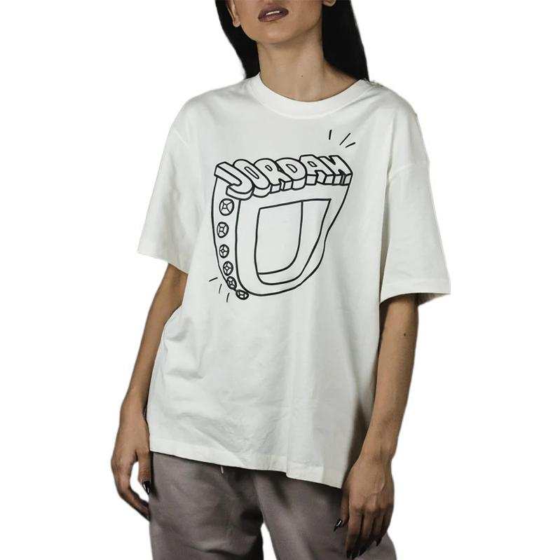 Jordan Jordan AIR JORDAN ARTIST T Shirts Women's White Crew Neck Moderate Straight Fit