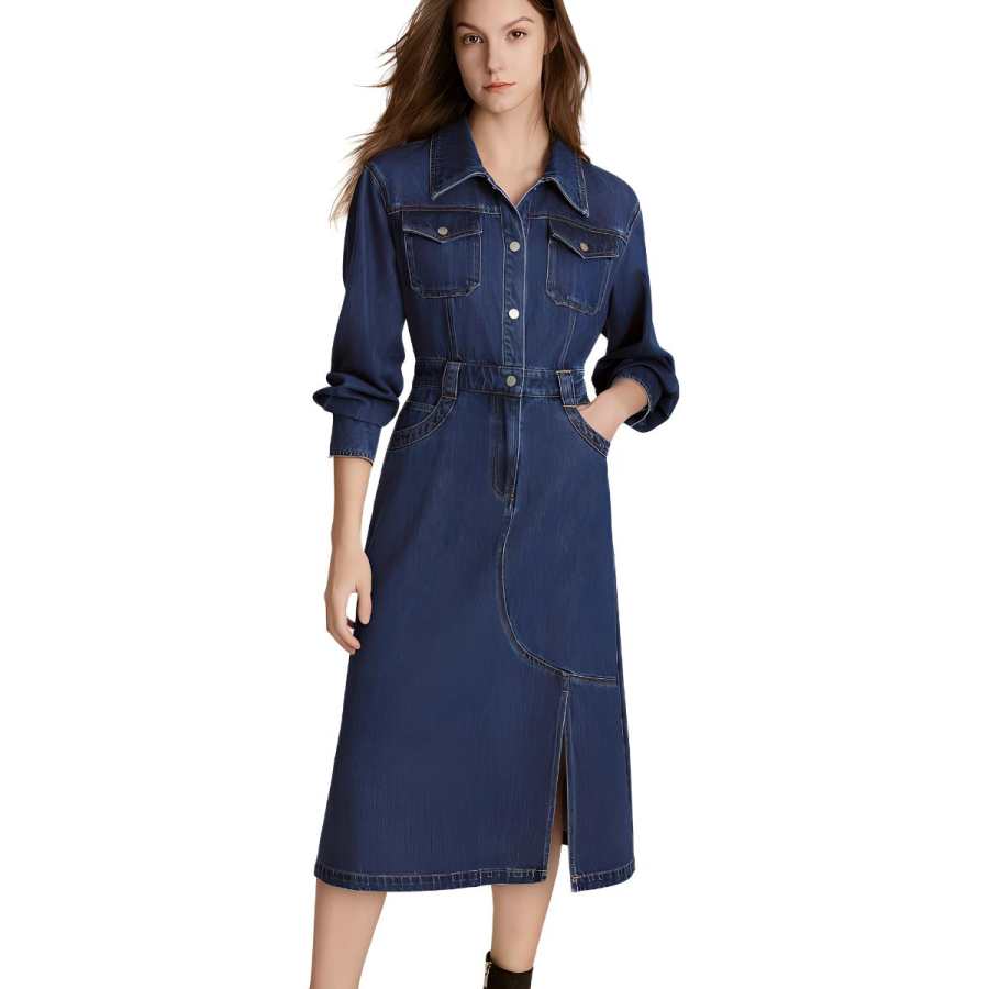 ELLE Long Sleeved Skirt Fall Women's Blue