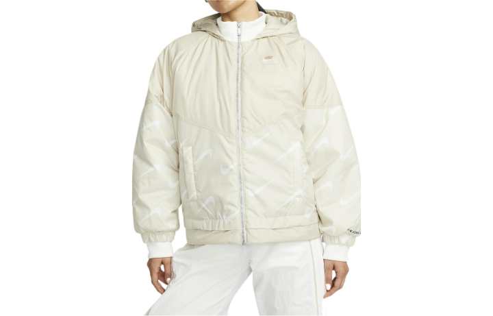 Nike Nike Letter Hooded Puffer Jacket Women's Ecru