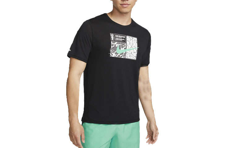 Nike Nike T Shirts Men's Black Crew Neck Moderate Straight Fit