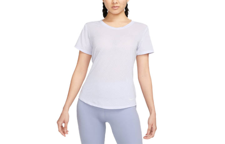 Nike Nike T Shirts Women's Oxygen Purple Crew Neck Moderate Straight Fit