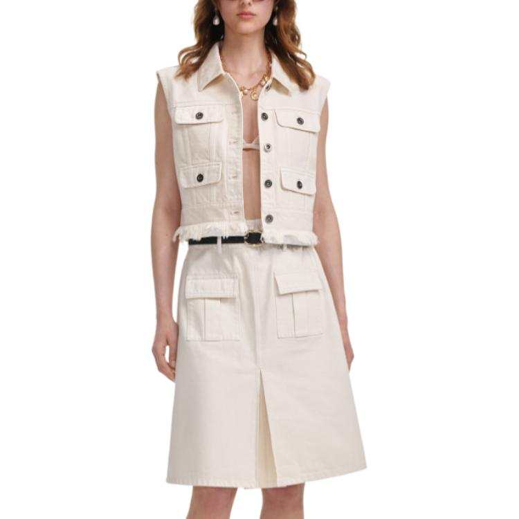 Self-portrait Self Portrait Vests Women's Ivory White Lapel Moderate