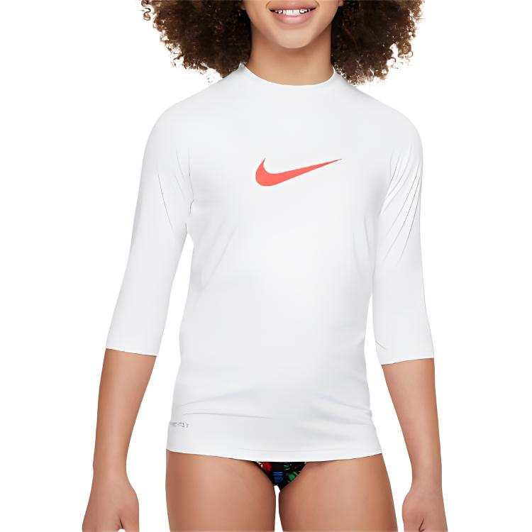 Nike Nike Big Kids' Girls' Short Sleeve Hydroguard Kids' Swimsuit White Teenagers
