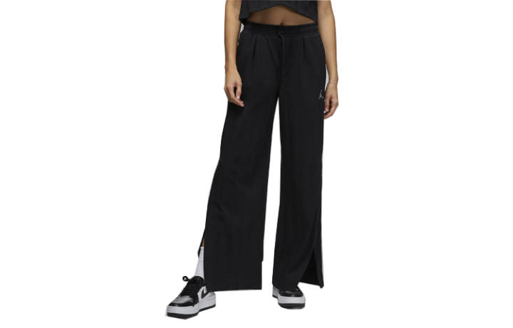 Jordan Jordan Knitted Sweatpants Women's Black Moderate Wide Leg Pants