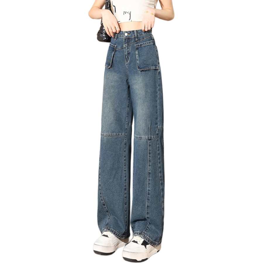 Tonlion Jeans Women's Premium Gray Moderate Wide Leg Pants