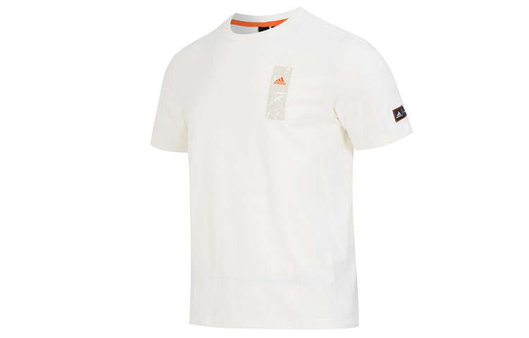 Adidas Adidas CNY T Shirts Men's Ecru Crew Neck Moderate Straight Fit