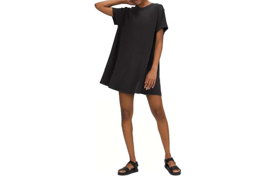 Lululemon All Yours Short Sleeved Dresses Women's Crew Neck Moderate Mid Length