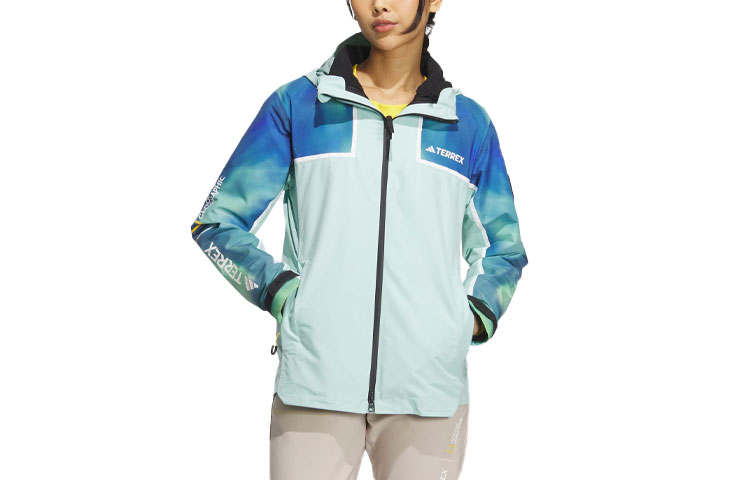 Adidas Adidas x National Geographic Waterproof And Windproof Windbreaker Jacket Women's Cyan